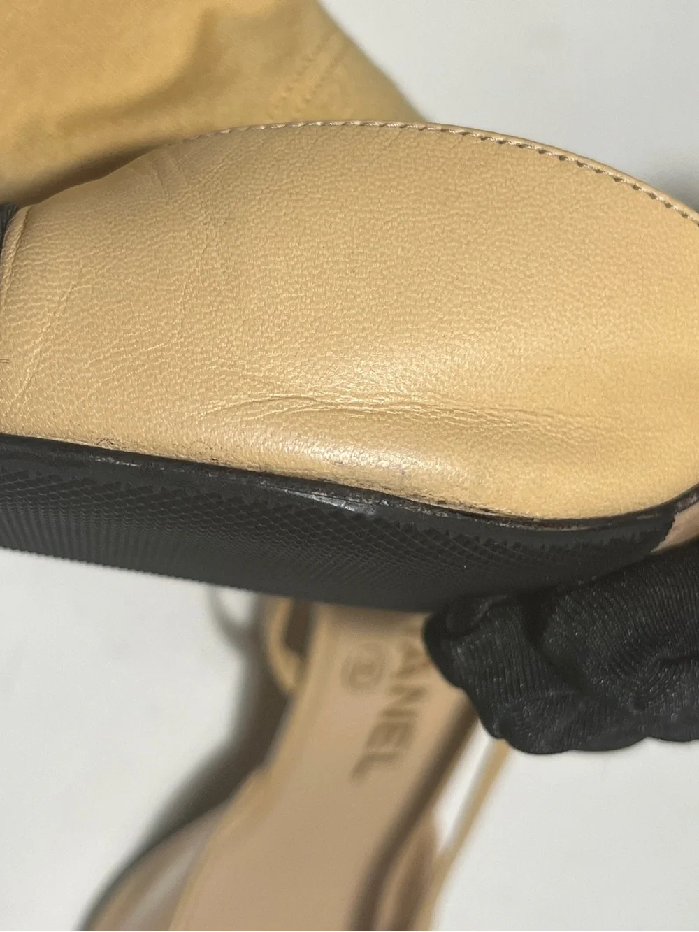 CHANEL Beige and Black Two-Tone Slingback Mules